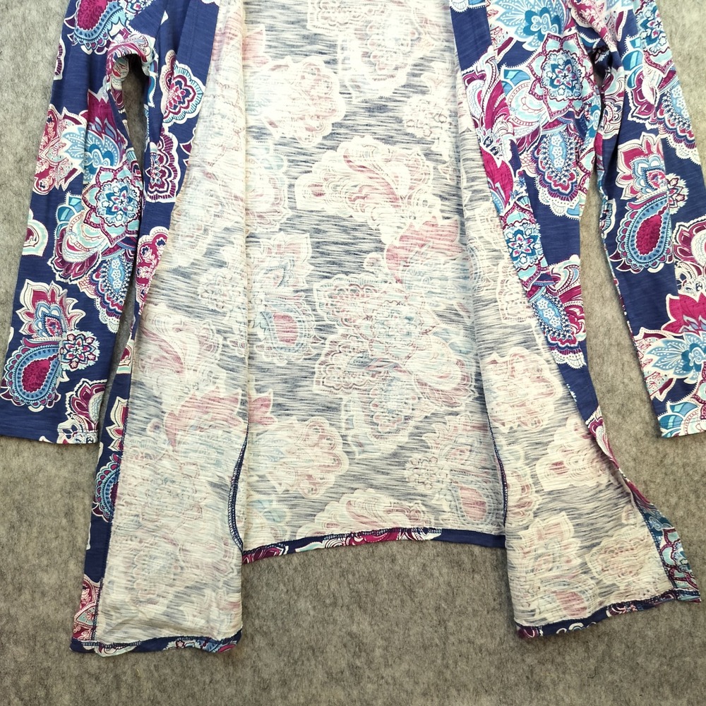 Chico's Ultimate Tee Cardigan Womens Size 1‎ / M Paisley Floral Boho Open Front - Picture 6 of 11